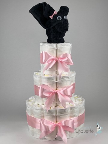 Luiertaart olifant zwart   roze