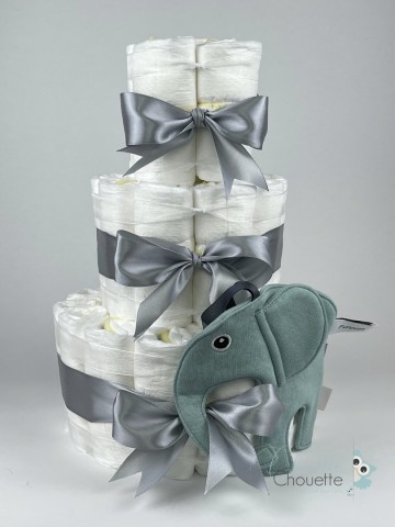 Luiertaart ollie olifant stone groen   grijs