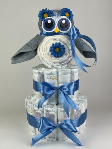 Luiertaart uil 41 grey blue   diep blauw