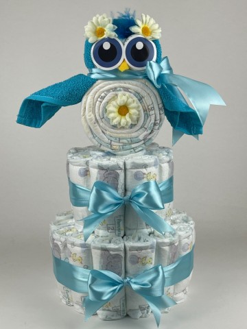 Luiertaart uil aqua blauw 41   2