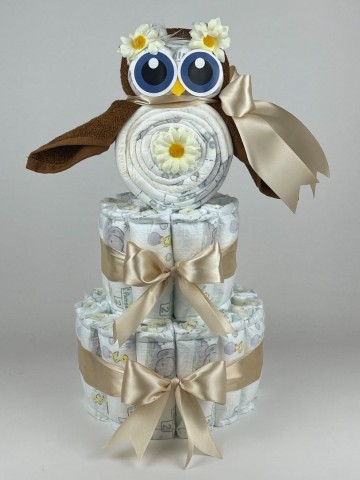 Luiertaart uil clay bruin   beige 41   2