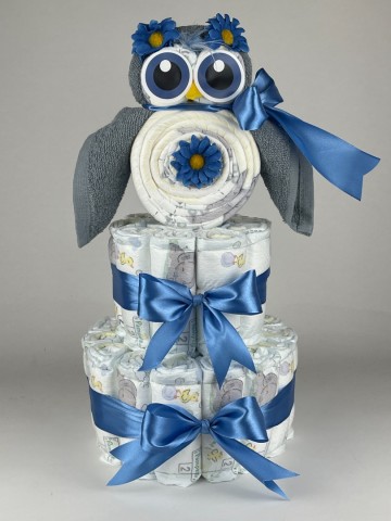 Luiertaart uil grey blue   diep blauw 41   2