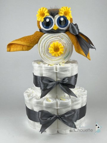 Luiertaart uil oker   donker grijs