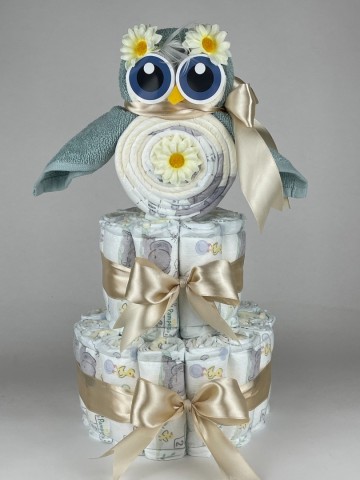 Luiertaart uil stone groen   beige 41   2